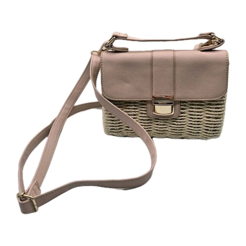 Wicker Straw Basket Crossbody Purse Bag Cottagecore Coquette Prarie